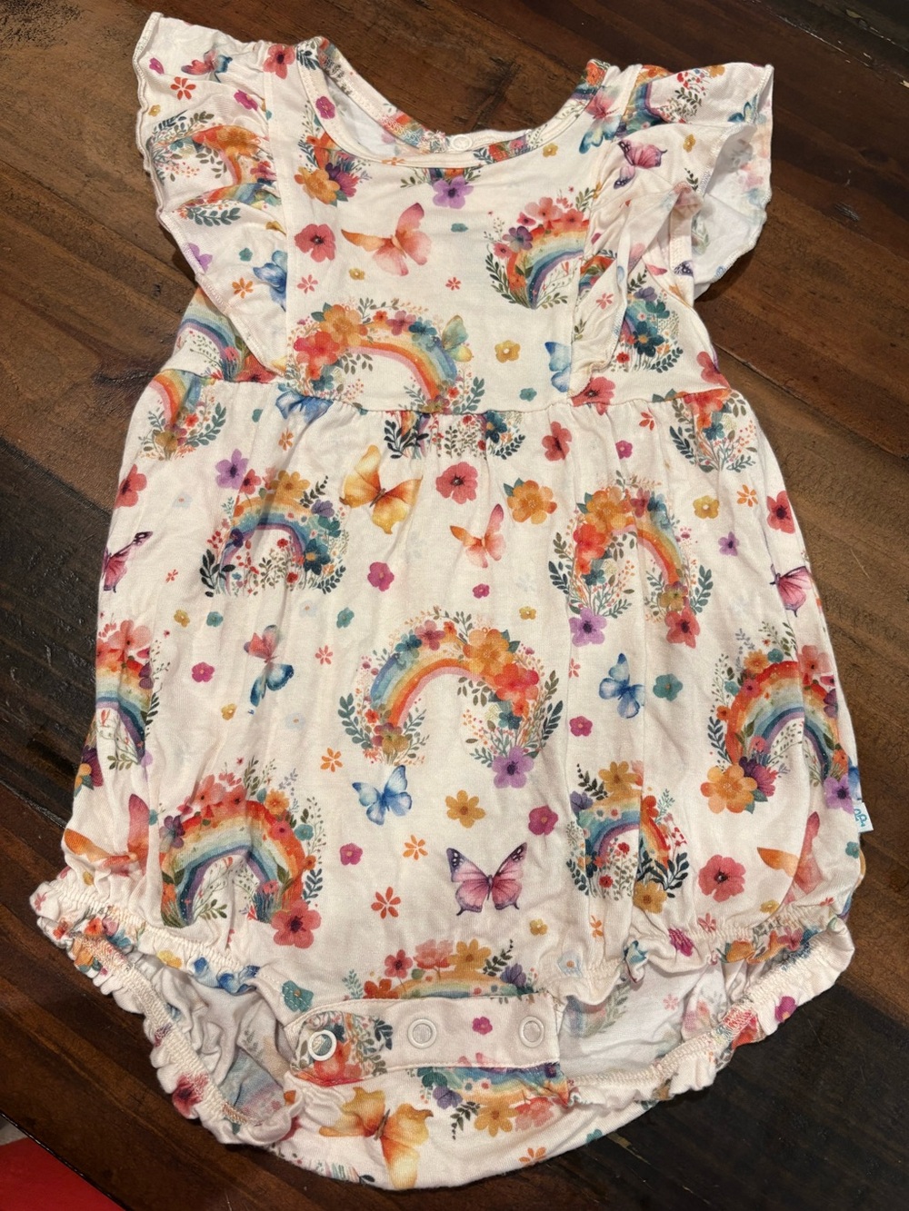 Posh Peanut bubble romper in lucky rainbow